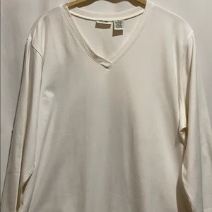 CHEROKEE V NECK WHITE TEE STRETCH KNIT SZ 1X LKNW
